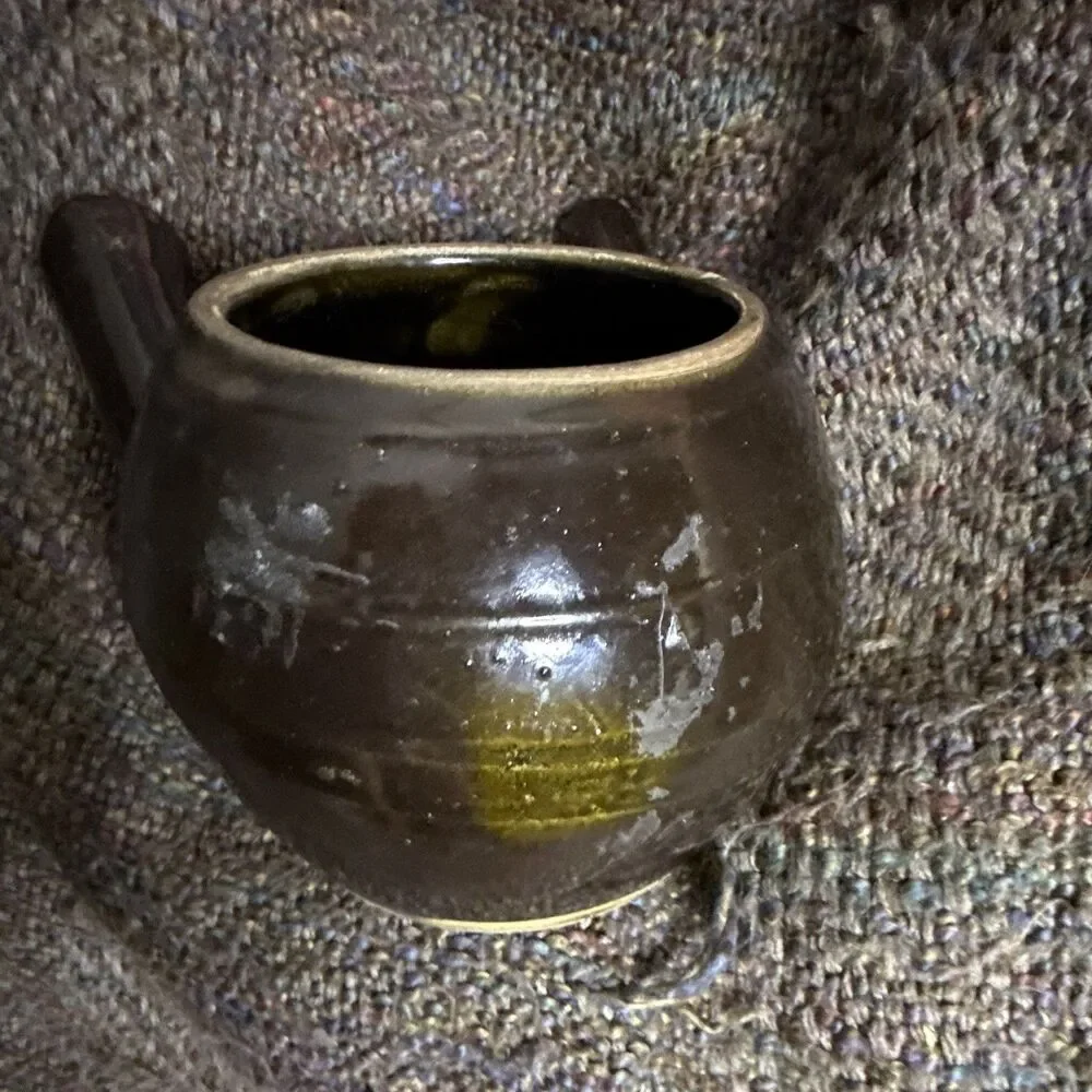 Vintage Japanese Yokode Kyusu Side-Handle Teapot Body Brown Glaze Stoneware MCM